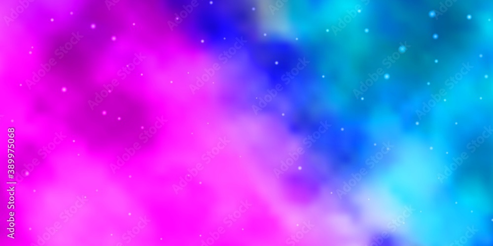 Light Pink, Blue vector layout with bright stars.