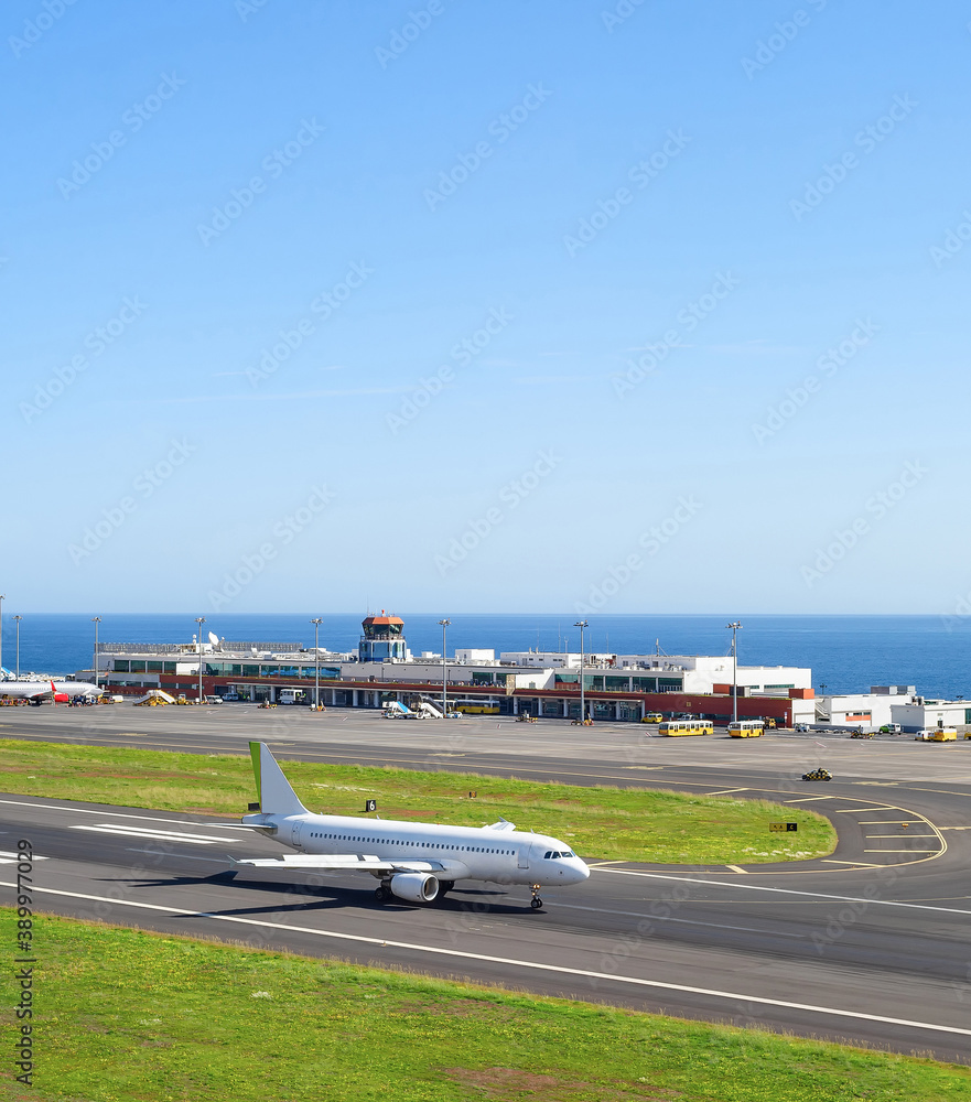 Airplane airport terminal Madeira Portugal
