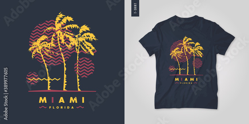 Miami Florida. T-shirt vector design, poster, print, template