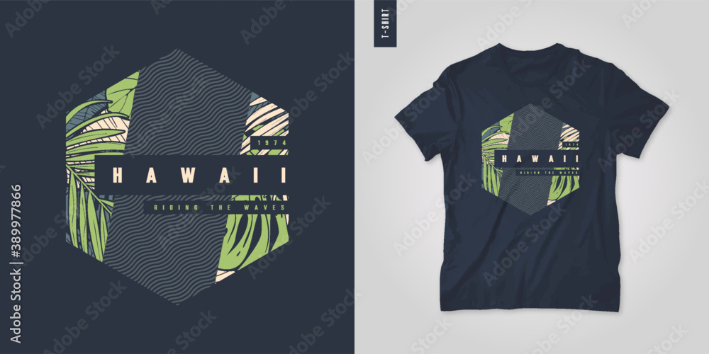 Hawaii. T-shirt geometric floral vector design, poster, print, template