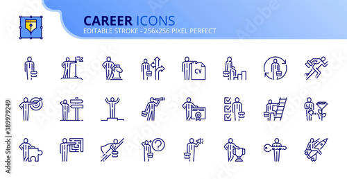 Simple set of outline icons about career. Business concepts