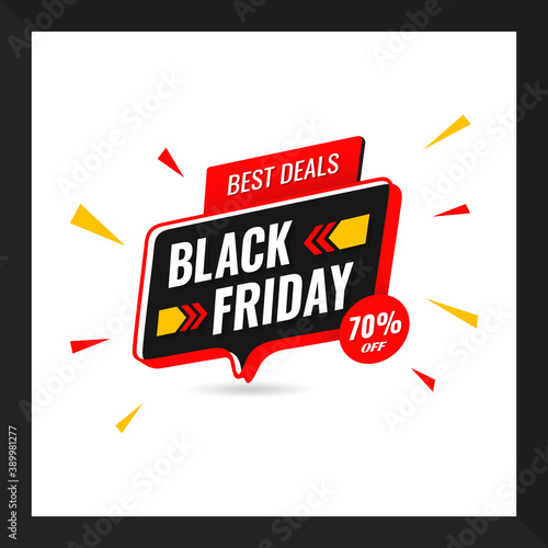 Best Deals Black Friday 70  Off offer poster social media post design. EPS 10 vector  grouped for easy editing  No open shapes or paths  Black 
Friday design sale discount advertising.