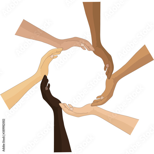 Six hands circle vector concept