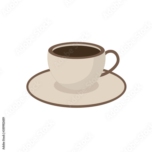 Cup of hot chocolate, coffee, cocoa. Vector illustration isolated on white background. 