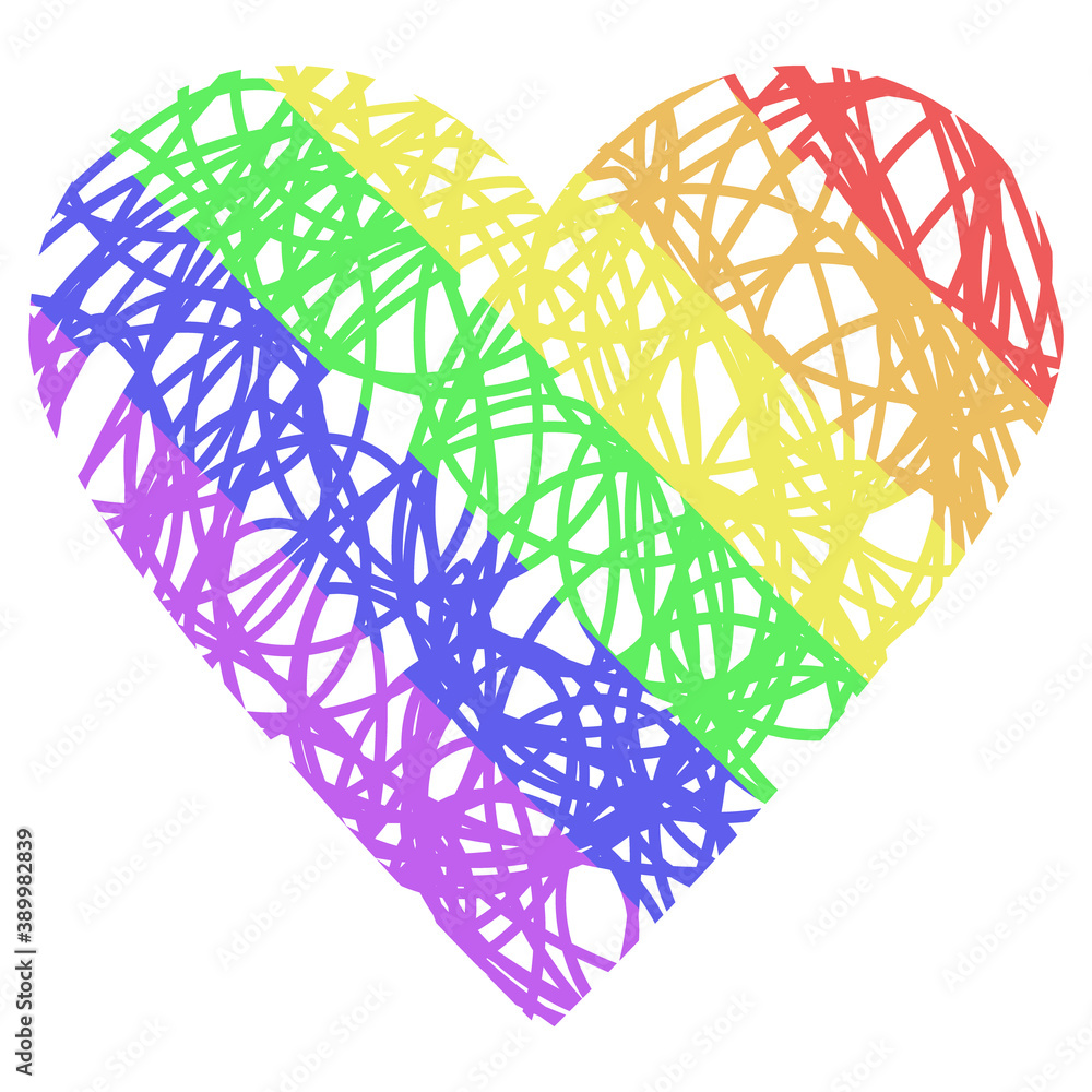 LGBT stroke drawn heart. Rights concept icon isolated on white background LGBT stroke drawn heart. Rights concept icon isolated on white background