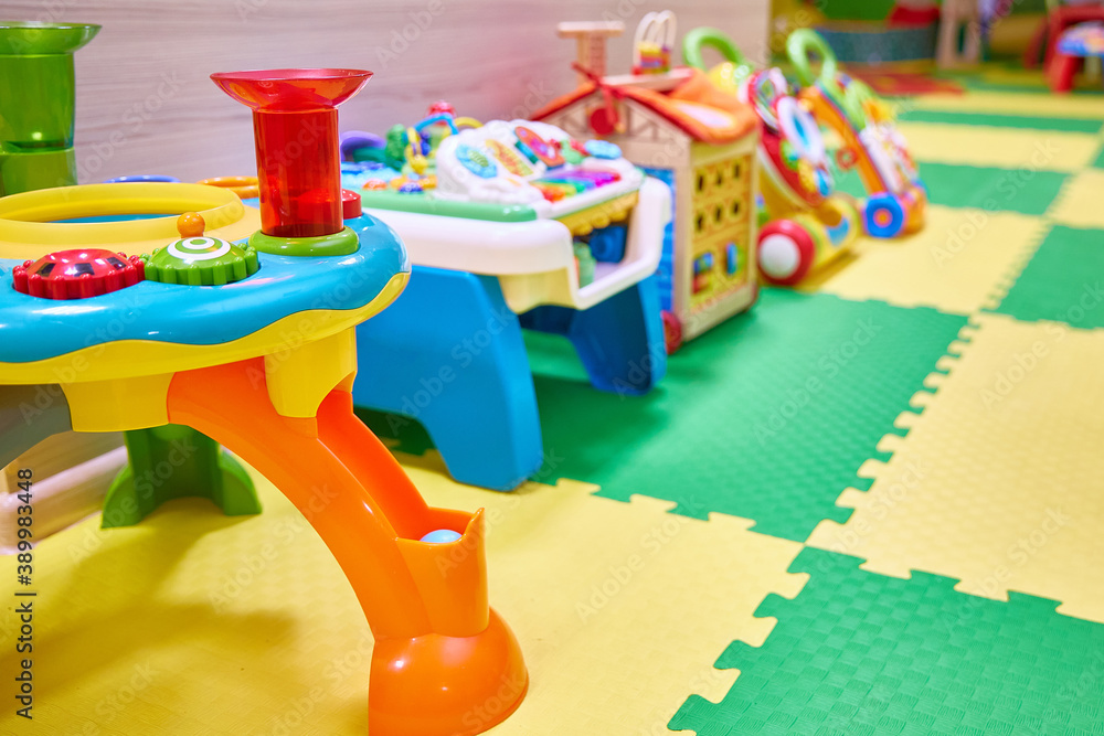 custom made wallpaper toronto digitalToys in a children's playroom in a shopping center. Copy space.