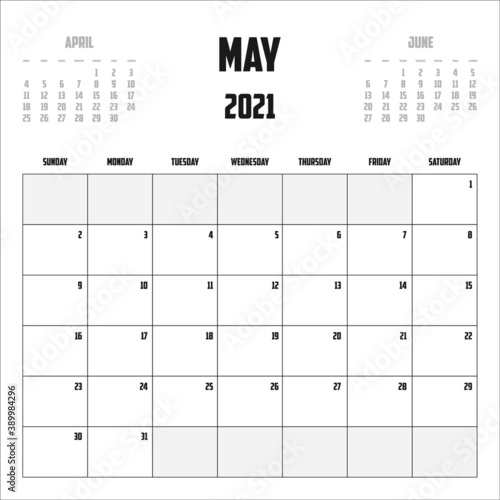 2021 Calendar Isolated on Background