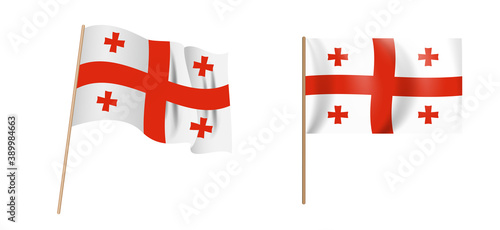 colorful naturalistic waving flag of Georgia. Vector Illustration