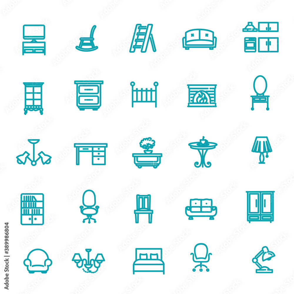 Furniture and home decor icon set Furniture and home decor icon set