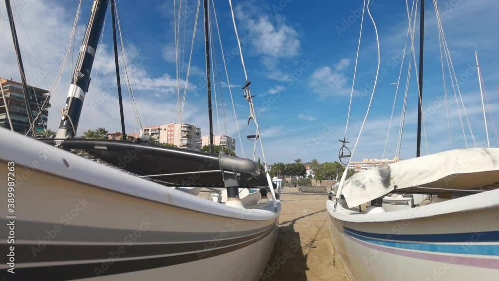 Boats moored on the beach in Benicassim Boats moored on the beach in Benicassim
