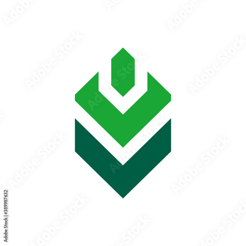 Build logo concept, abstract hexagon shape logo, green color on white background - Vector