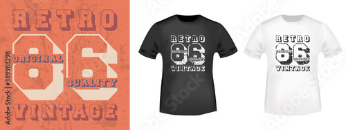 Retro Vintage 86 typography for t-shirt print stamp, tee applique, fashion slogans, badge, label clothing, jeans, and casual wear. Vector illustration