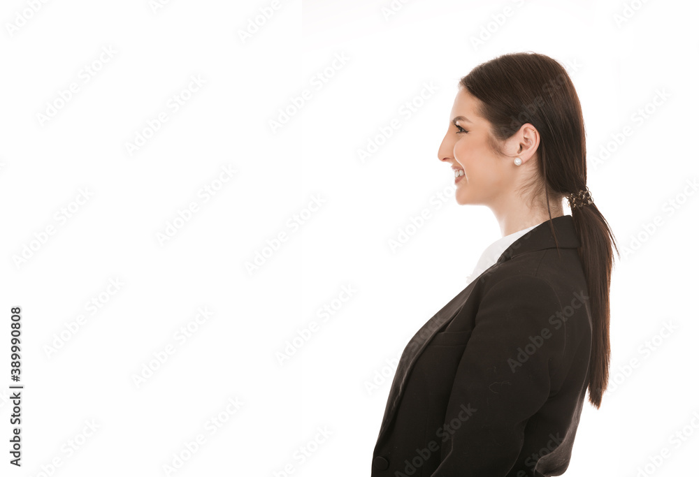 Side profile of a happy smiling young woman Side profile of a happy smiling young woman