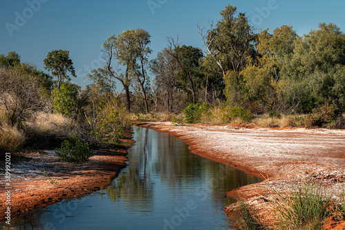 Artesian Bore water drain in Outback Queensland, Australia photo