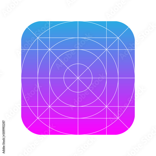 Application icon design grid template. Guidelines for web and mobile logo. Vector illustration.