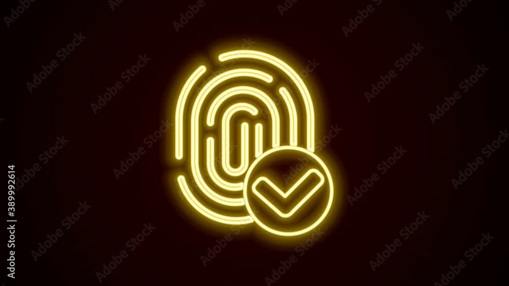 Glowing neon line Fingerprint icon isolated on black background. ID app icon. Identification sign. Touch id. 4K Video motion graphic animation Glowing neon line Fingerprint icon isolated on black background. ID app icon. Identification sign. Touch id. 4K Video motion graphic animation