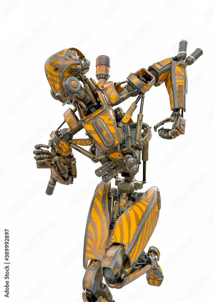 mega drone soldier robot is running close up view mega drone soldier robot is running close up view