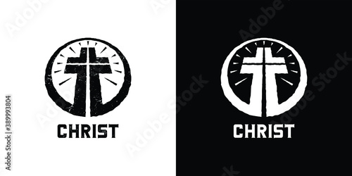 Christian cross logo illustration design inspiration template