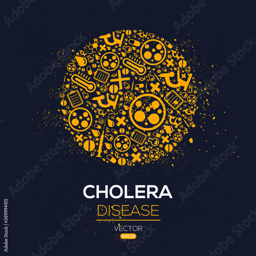Creative (Cholera) disease Banner Word with Icons ,Vector illustration.
