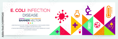 Creative (E. coli Infection) disease Banner Word with Icons ,Vector illustration.
