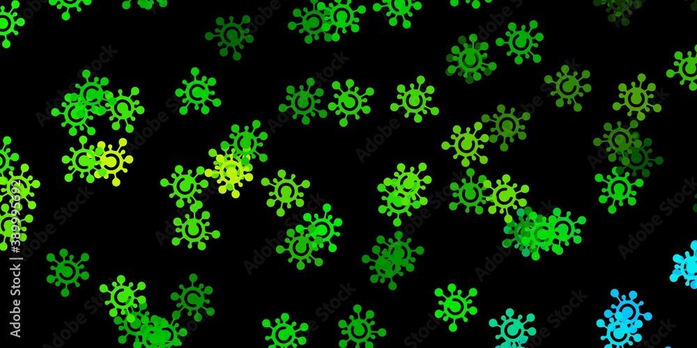 Dark green, yellow vector texture with disease symbols. Dark green, yellow vector texture with disease symbols.
