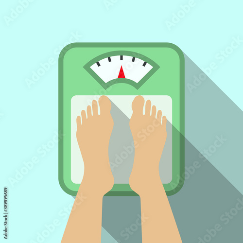 weighing yourself icon with long shadow. vector illustration on background color editable