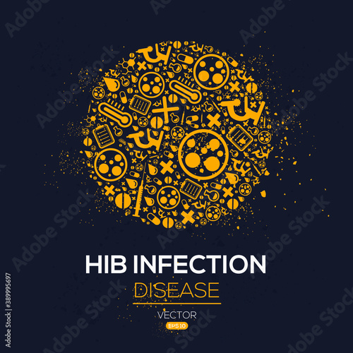 Creative (Hib Infection) disease Banner Word with Icons ,Vector illustration.
