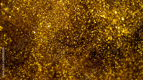Golden abstract bacground with blurred defocus bokeh light