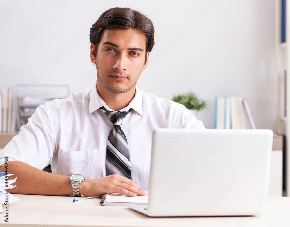 Young handsome businessman working in office Young handsome businessman working in office