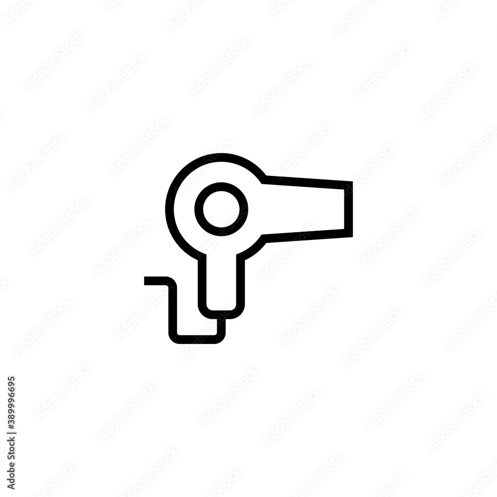 Hair Dryer Icon in black line style icon, style isolated on white background Hair Dryer Icon in black line style icon, style isolated on white background