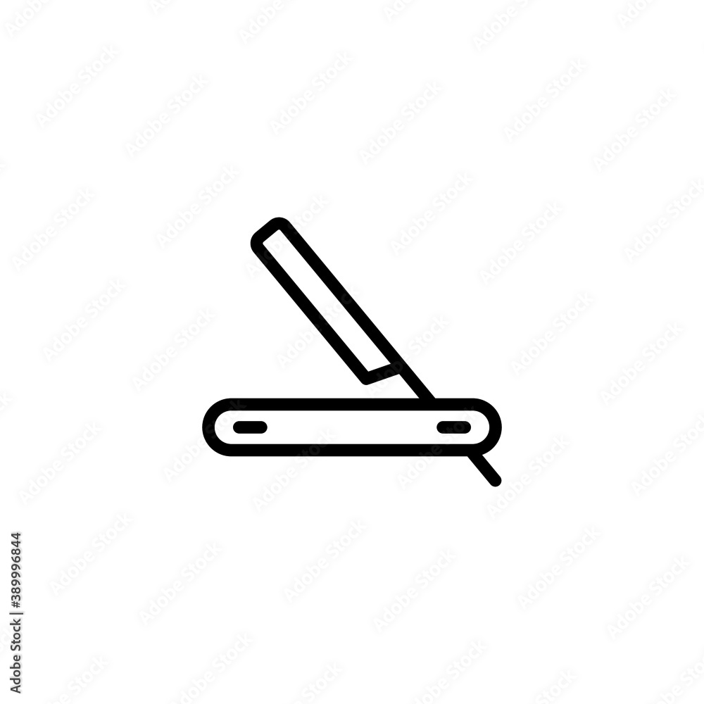 Obraz premium Straight Razor Icon in black line style icon, style isolated on white background
