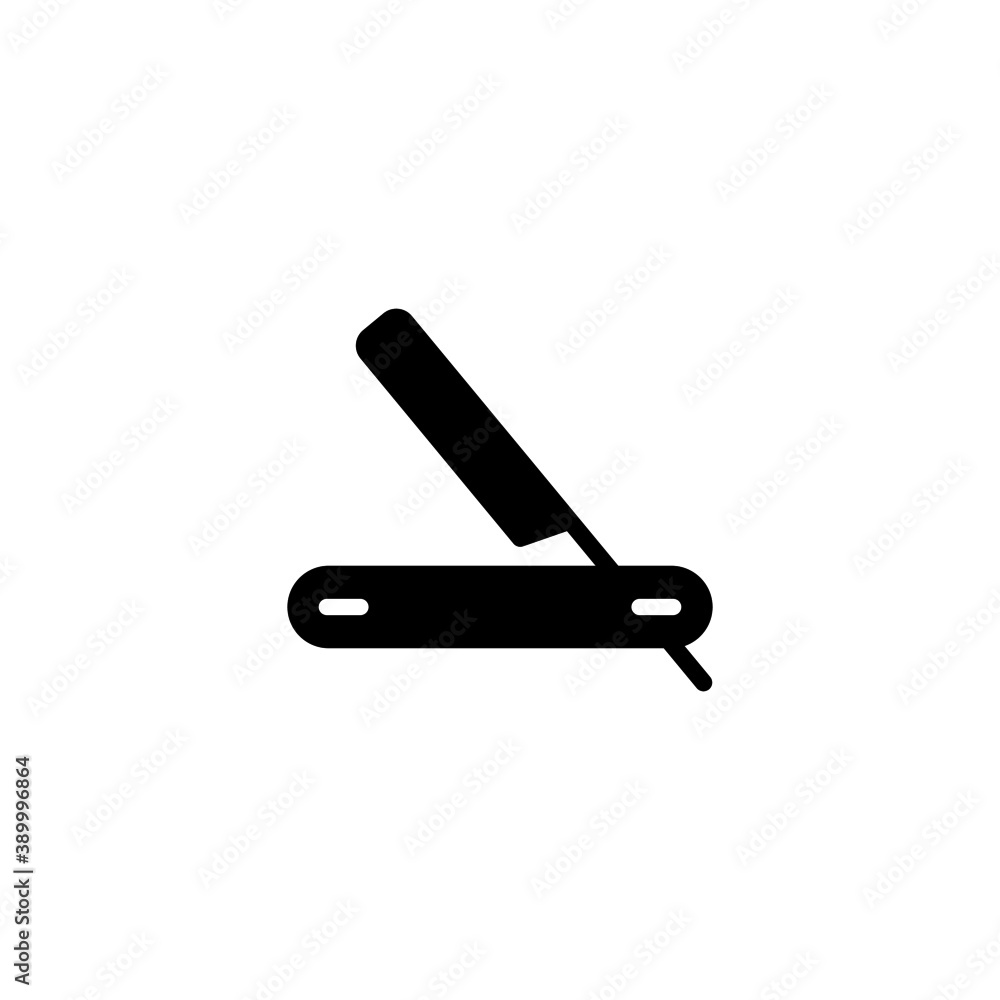 Straight Razor Icon in black flat glyph, filled style isolated on white background Straight Razor Icon in black flat glyph, filled style isolated on white background