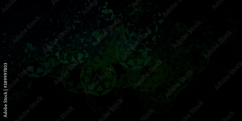 Dark green vector texture with random triangles.