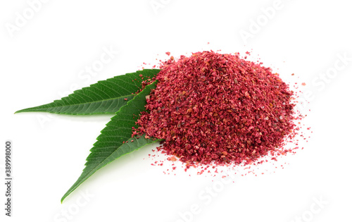 Tableau sur toile Ground Sumac Powder Spice with Leaves