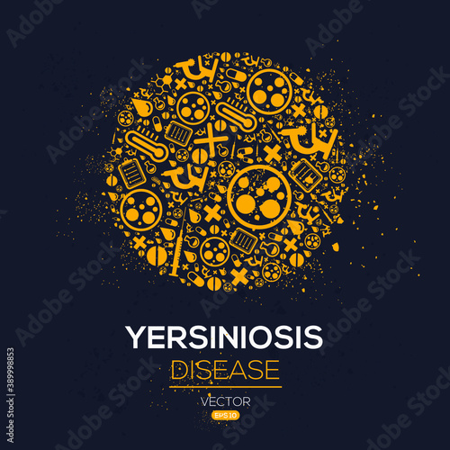 Creative (Yersiniosis) disease Banner Word with Icons ,Vector illustration.
