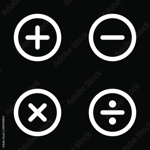 Collection of math symbols isolated on white background