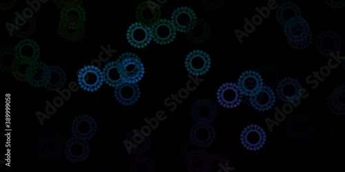 Dark blue, green vector template with flu signs.
