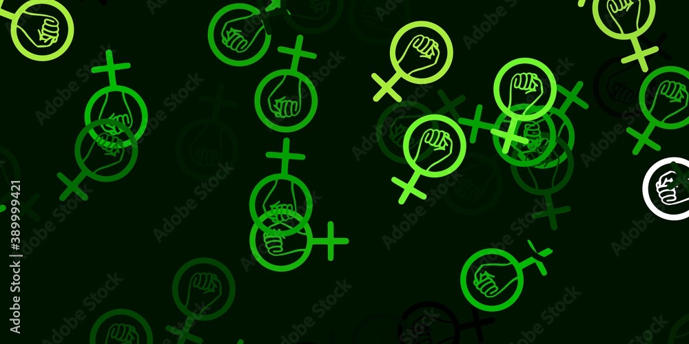Light Green, Yellow vector texture with women's rights symbols.