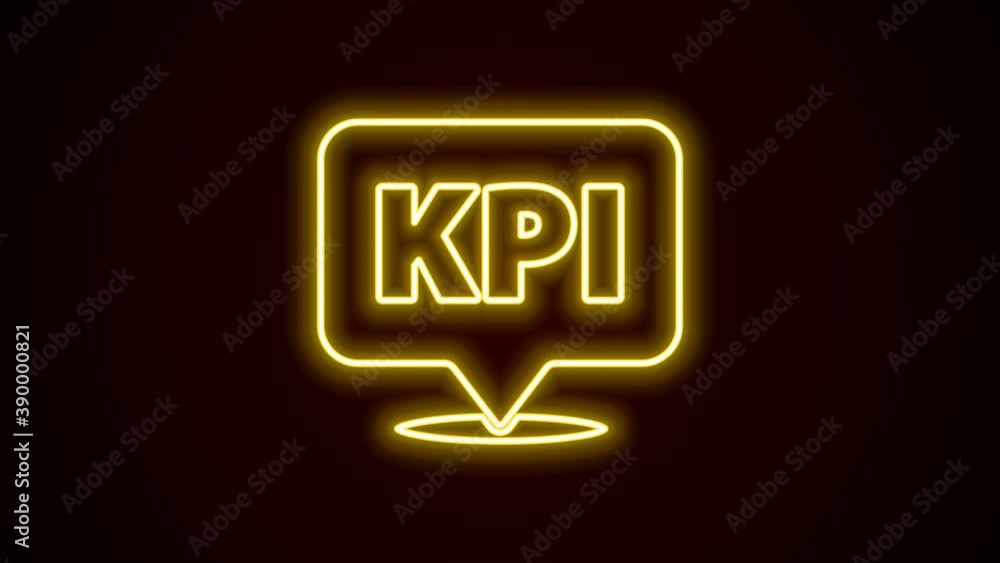 Glowing neon line KPI - Key performance indicator icon isolated on black background. 4K Video motion graphic animation Glowing neon line KPI - Key performance indicator icon isolated on black background. 4K Video motion graphic animation