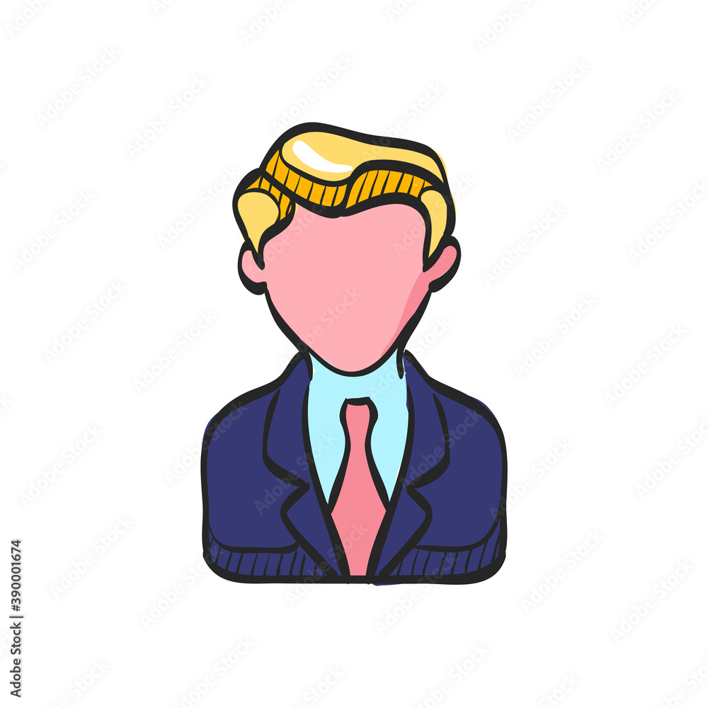 Businessman icon in color drawing. Business office finance