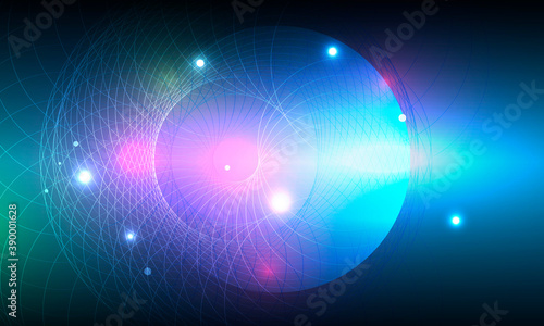 Modern banner. Circular glow. Digital technology background. Bright color. Glow effect