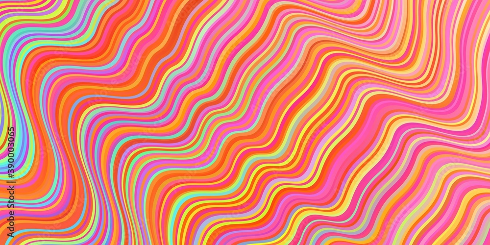 Light Multicolor vector background with curved lines.