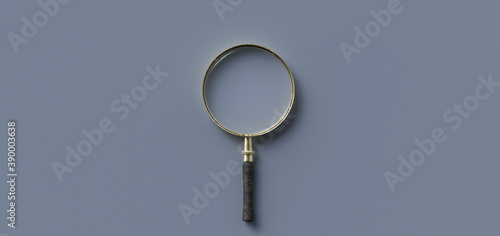 Wallpaper Mural centered magnification glass on empty grey-blue background Torontodigital.ca
