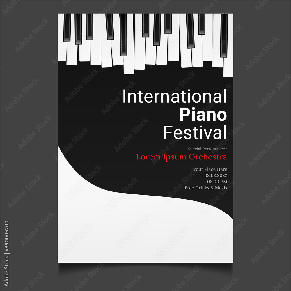 Music Grand Piano Poster Background Template Stock Vector | Adobe Stock