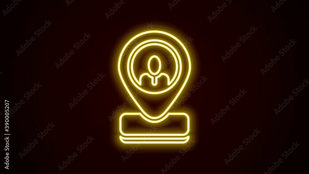 Glowing neon line Worker location icon isolated on black background. 4K Video motion graphic animation Glowing neon line Worker location icon isolated on black background. 4K Video motion graphic animation