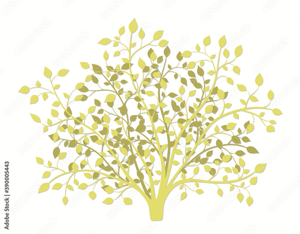 Drawing of a shrub silhouette in yellow on a light background