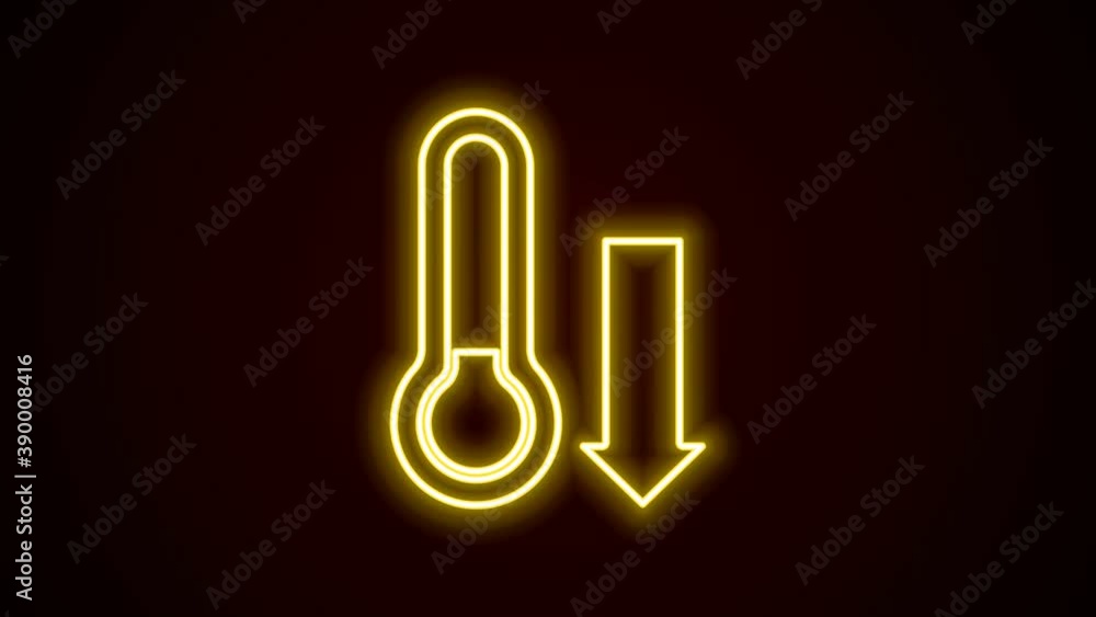 Glowing neon line Meteorology thermometer measuring icon isolated on black background. Thermometer equipment showing hot or cold weather. 4K Video motion graphic animation Glowing neon line Meteorology thermometer measuring icon isolated on black background. Thermometer equipment showing hot or cold weather. 4K Video motion graphic animation