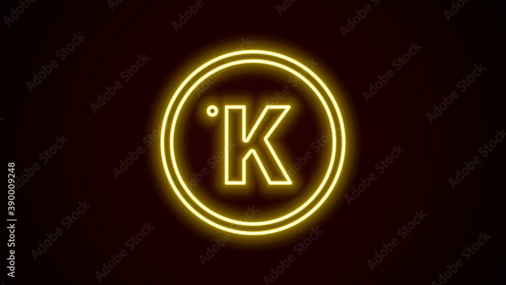 Glowing neon line Kelvin icon isolated on black background. 4K Video motion graphic animation Glowing neon line Kelvin icon isolated on black background. 4K Video motion graphic animation
