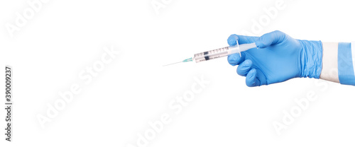 Doctor holding a syringe with vaccine against corona virus.