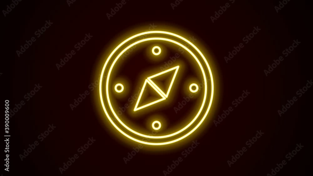 Glowing neon line Compass icon isolated on black background. Windrose navigation symbol. Wind rose sign. 4K Video motion graphic animation Glowing neon line Compass icon isolated on black background. Windrose navigation symbol. Wind rose sign. 4K Video motion graphic animation